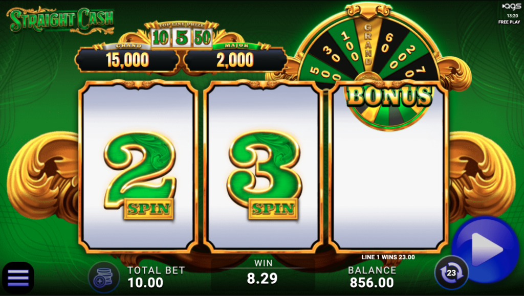 Straight Cash Slot Machine respin feature